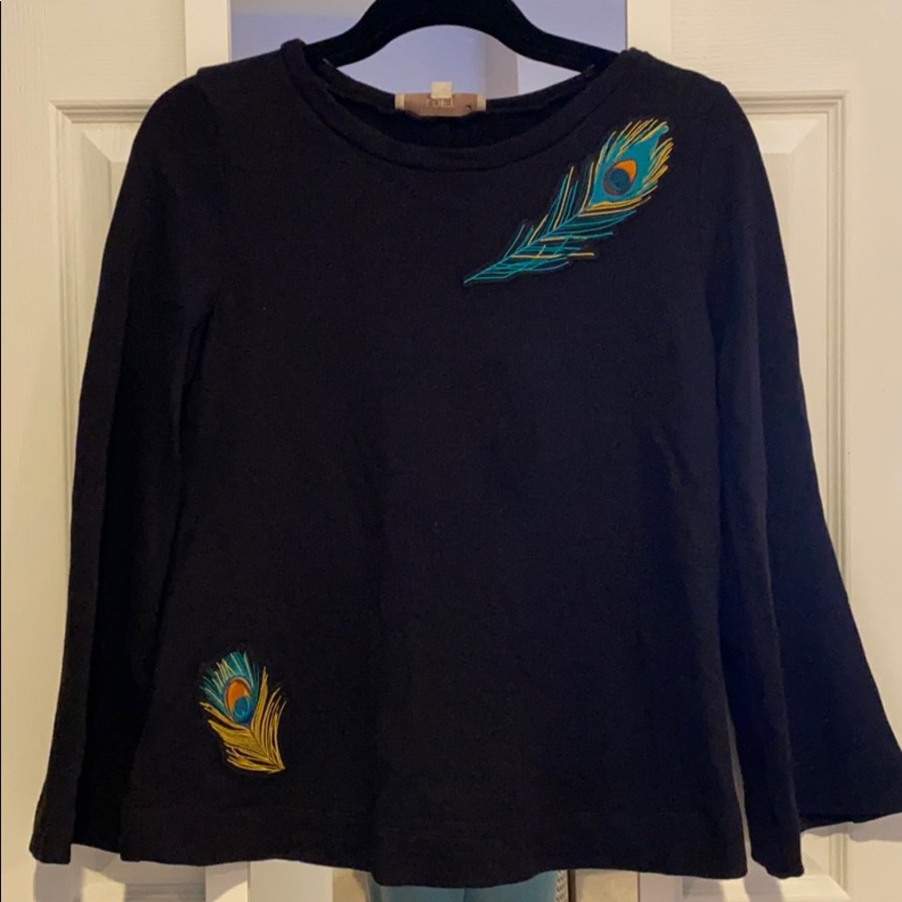 Peacock Feather Embroidered Sweater